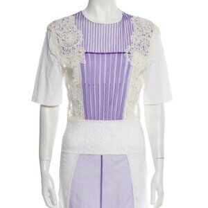 Burberry Striped Lace/Mesh Lavender/White Long Dress S